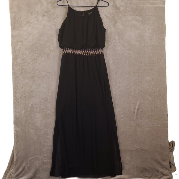 EN FOCUS STUDIO Blue Sheer Lined Maxi Dress Women Size 8 - Picture 1 of 7